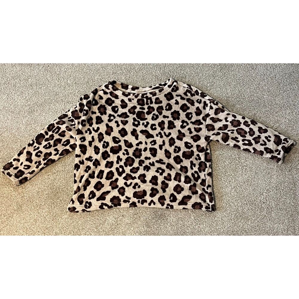 Joyspun Women’s 2X Leopard Print Plush Fleece Pajama Top